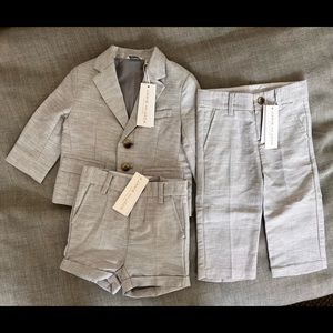 Janie and Jack Grey Linen Suit Set